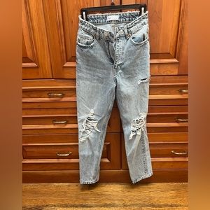 Zara ripped denim straight leg jeans